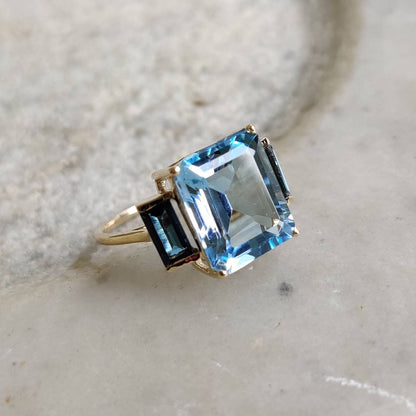 Natural Sky Blue Topaz London Blue Topaz Ring, 14K Solid Gold Ring, Blue Topaz Ring, November Birthstone, Blue Topaz Jewelry, Christmas Gift