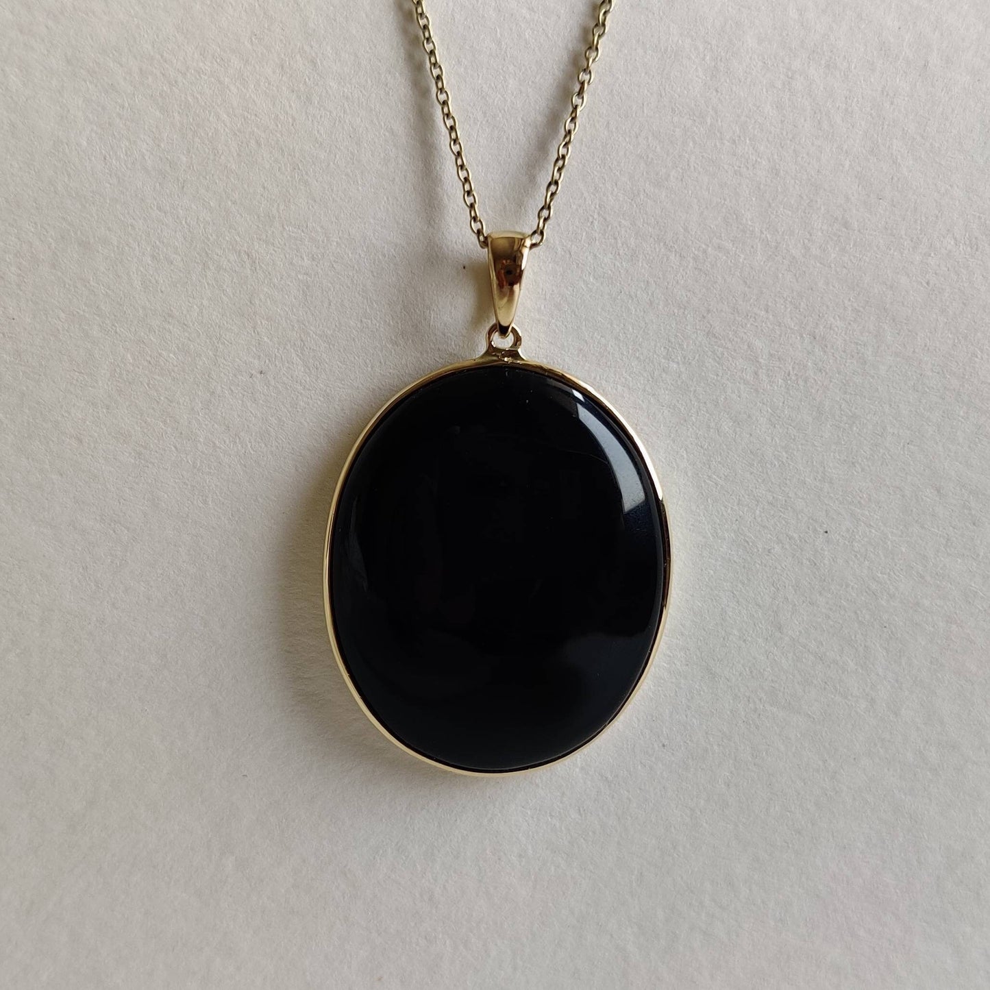 Natural Black Onyx Pendant, 14K Solid Yellow Gold Black Onyx Pendant, December Birthstone Pendant, Christmas Gift, Black Onyx Jewelry