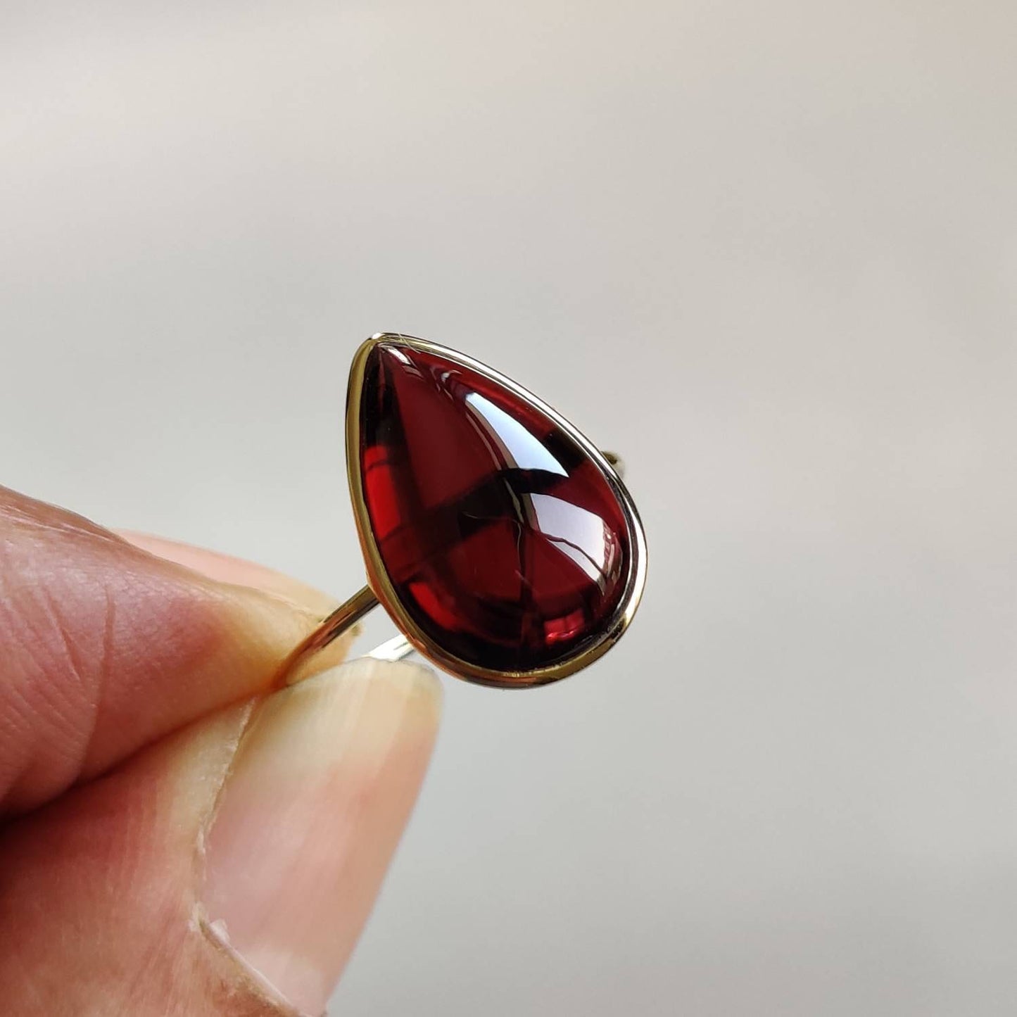 Natural Garnet Ring, 14K Solid Yellow Gold Garnet Ring, Garnet Bezel Ring, Garnet Jewelry, January Birthstone, Christmas Present