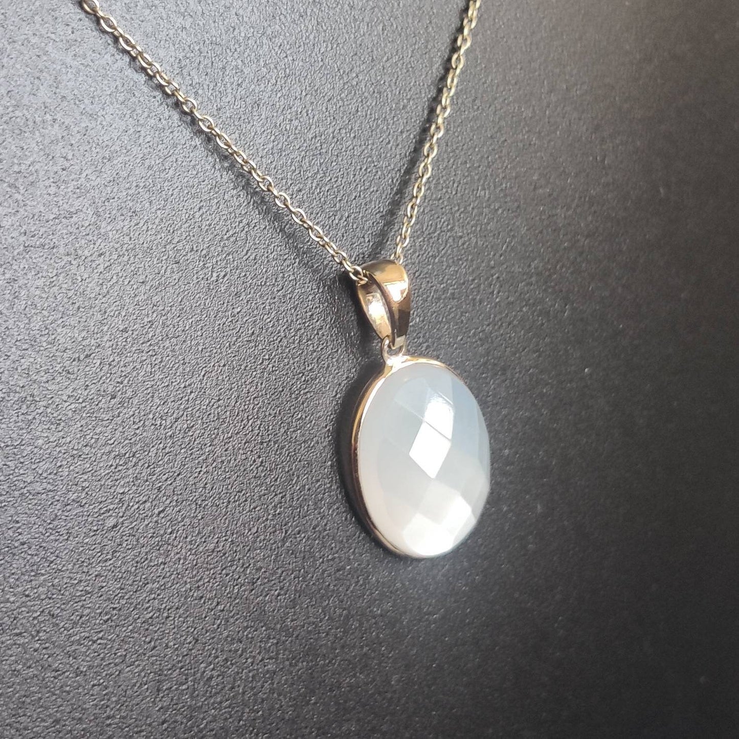 Natural White Moonstone Pendant, 14K Solid Yellow Gold White Moonstone Pendant, June Birthstone, Anniversary Gift, White Moonstone Jewelry