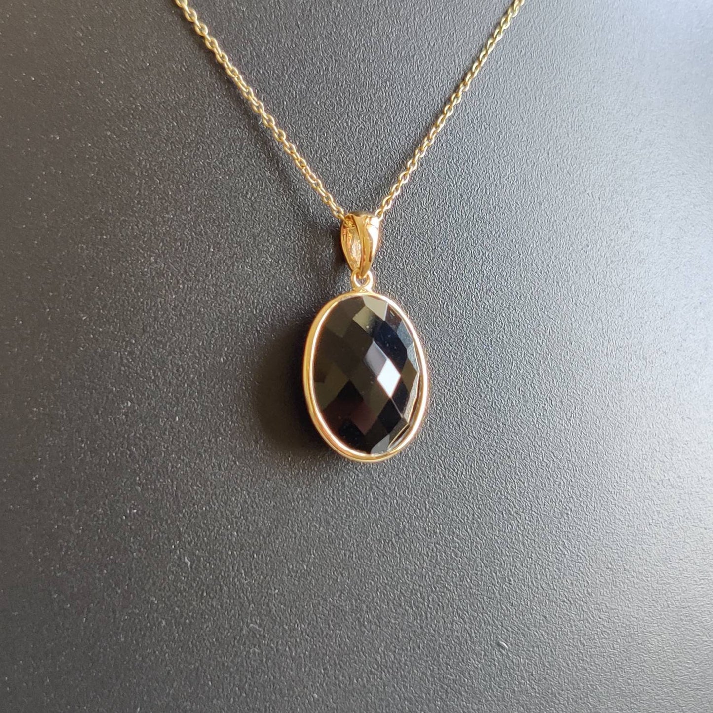 Natural Black Onyx Pendant, 14K Solid Gold Black Onyx Pendant, Solid Gold Pendant Necklace, December Birthstone, Birthday Gift, Gift For Her