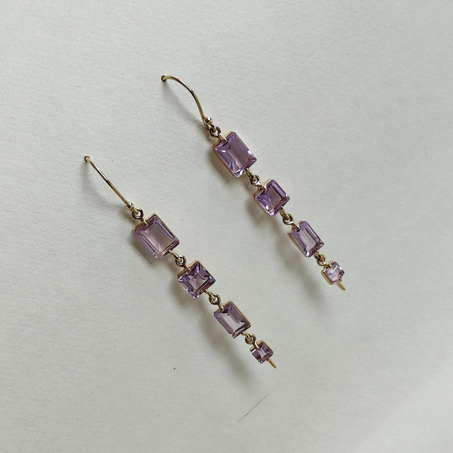 Natural Pink Amethyst Earrings, 14K Solid Yellow Gold Earrings, February Birthstone, Drop  Earrings, Christmas Present, Amethyst Jewelry