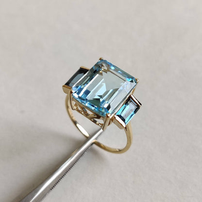 Natural Sky Blue Topaz London Blue Topaz Ring, 14K Solid Gold Ring, Blue Topaz Ring, November Birthstone, Blue Topaz Jewelry, Christmas Gift