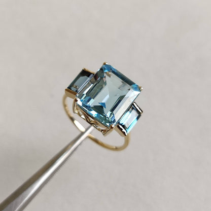 Natural Sky Blue Topaz London Blue Topaz Ring, 14K Solid Gold Ring, Blue Topaz Ring, November Birthstone, Blue Topaz Jewelry, Christmas Gift