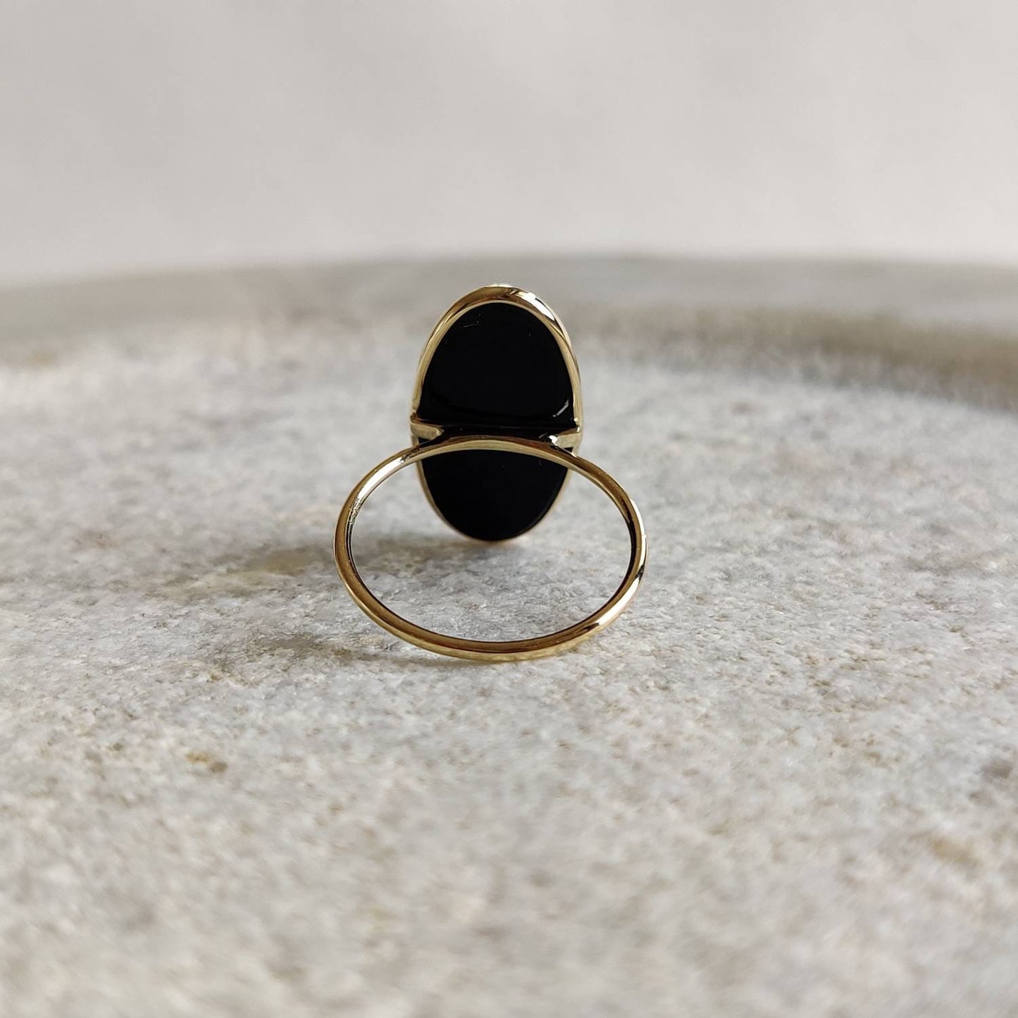 Natural Black Onyx Ring,14K Solid Gold Ring,14k Gold Black Onyx Ring, Natural Black Onyx Bezel Ring, December Birthstone, Oblong oval shape