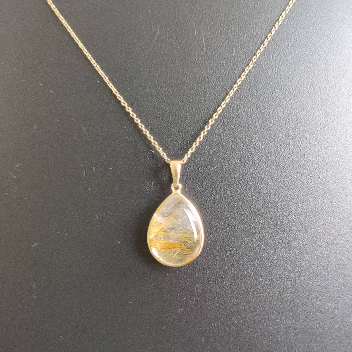 Natural Golden Rutile Pendant, 14K Solid Gold Rutile Pendant, Solid Gold Pendant Necklace, April Birthstone, Christmas Gift, Bezel Pendant