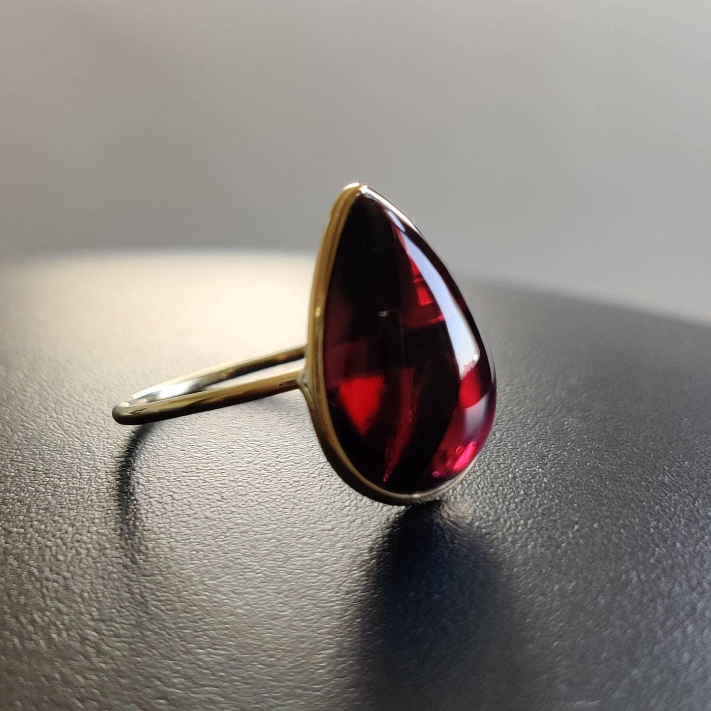 Natural Garnet Ring, 14K Solid Yellow Gold Garnet Ring, Garnet Bezel Ring, Garnet Jewelry, January Birthstone, Christmas Present