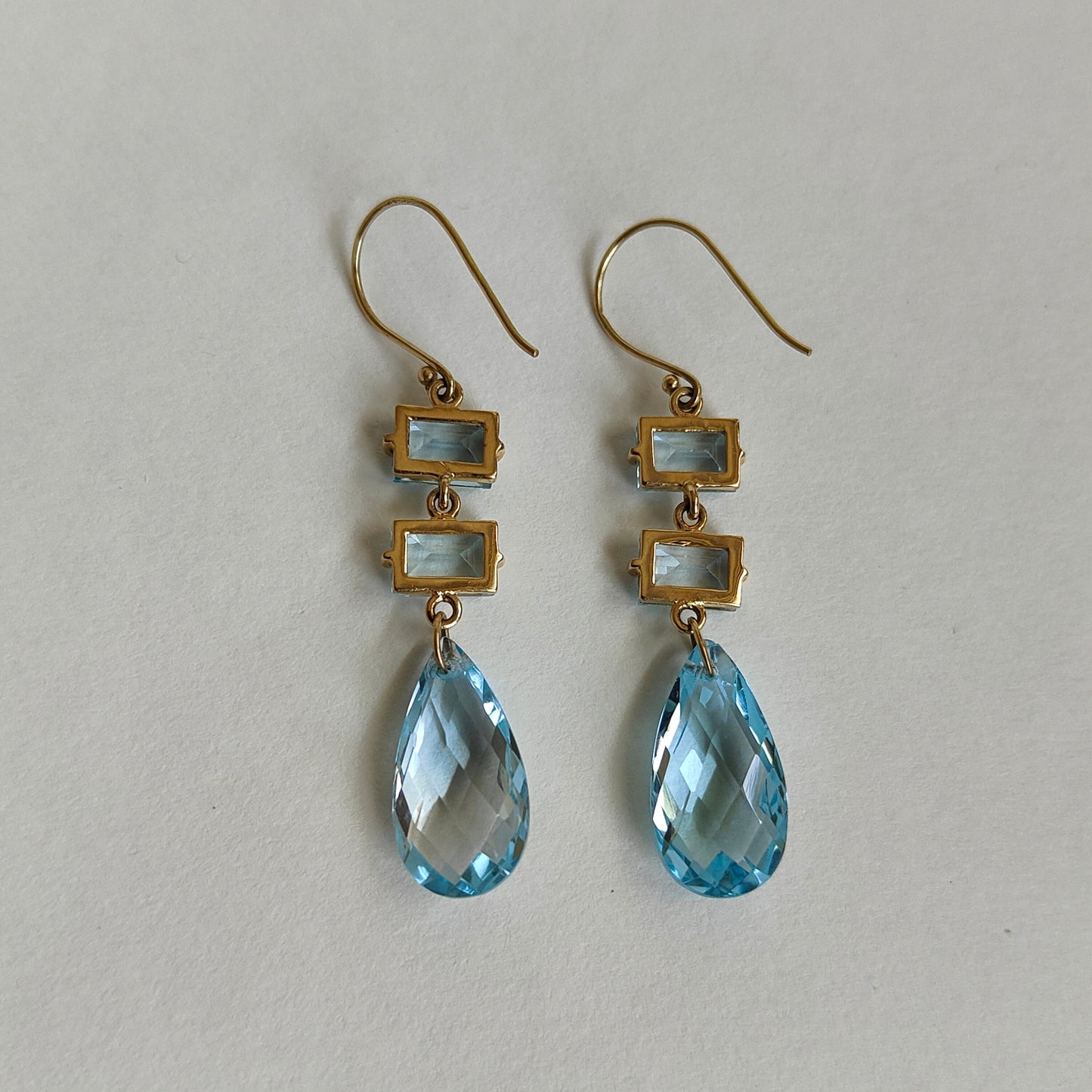 14K Gold Sky Blue Topaz Earrings, Natural Sky BlueTopaz Drop Earrings, 14K Solid Yellow Gold Earrings, December Birthstone, Christmas Gift