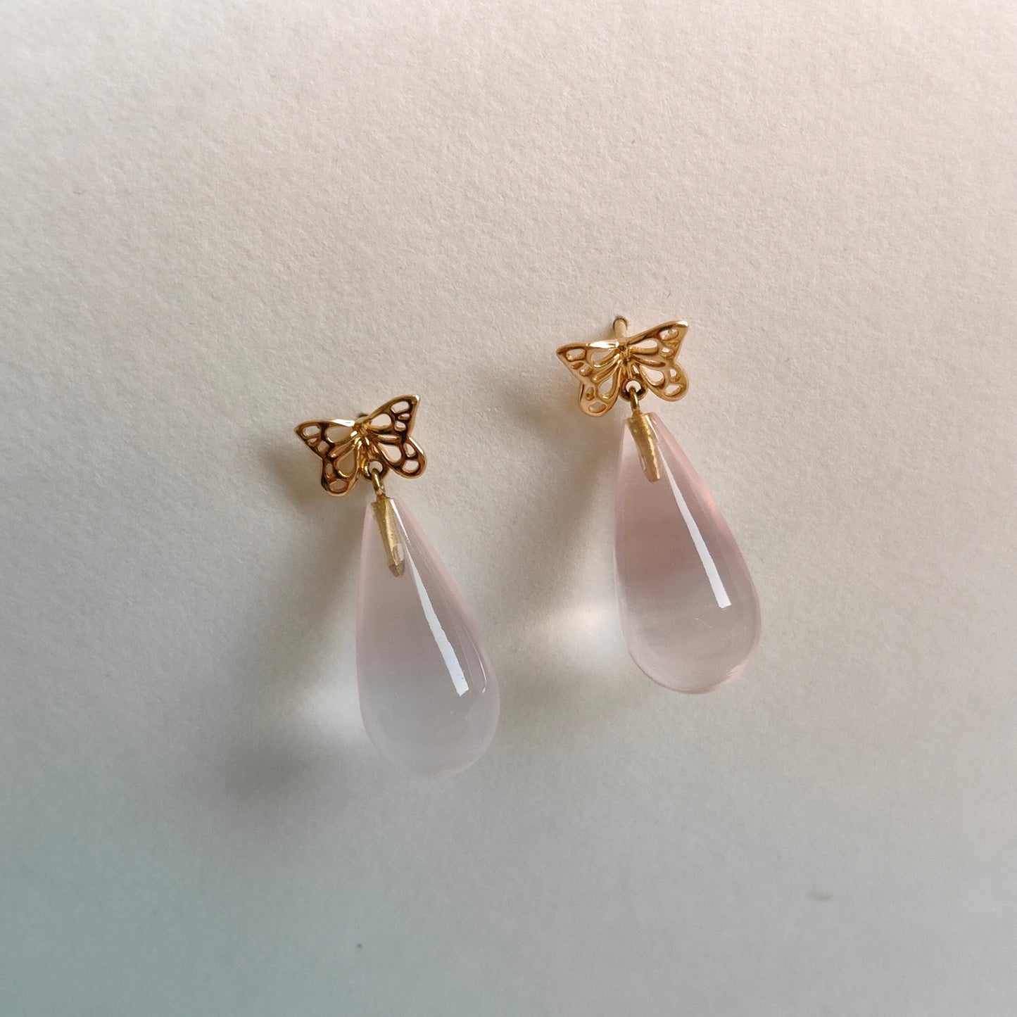 14K Gold Rose Quartz Earrings, Natural Rose Quartz Stud Earrings, 14K Solid Yellow Gold Earrings, January Birthstone, Christmas Gift