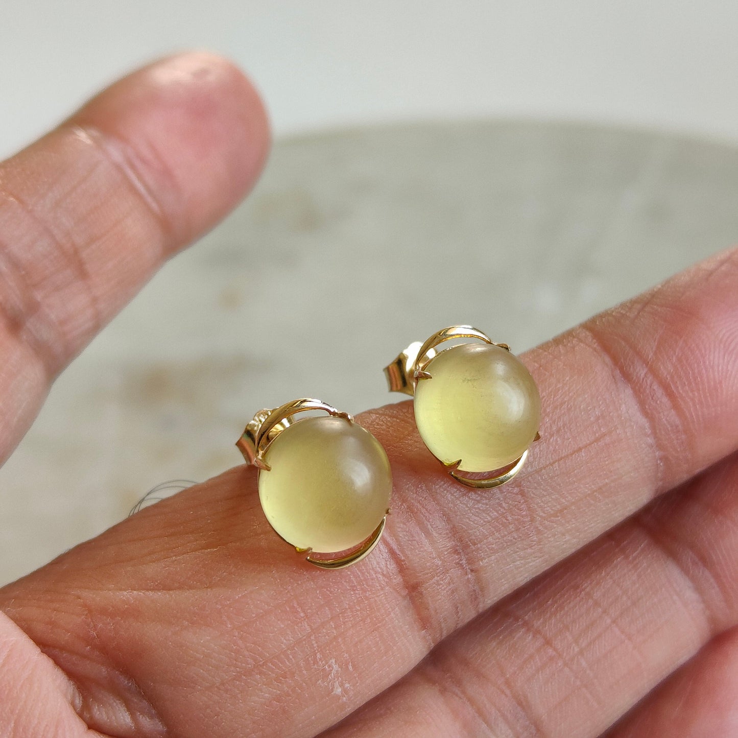 Natural Yellow Quartz Stud Earrings, 14K Solid Yellow Gold Earring, November Birthstone Earrings, Yellow Quartz Jewelry, Christmas Present