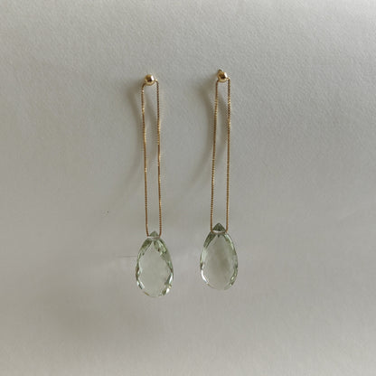 14K Gold Green Amethyst Earrings, Natural Green Amethyst Stud Earrings, 14K Solid Yellow Gold Earrings, February Birthstone, Christmas Gift