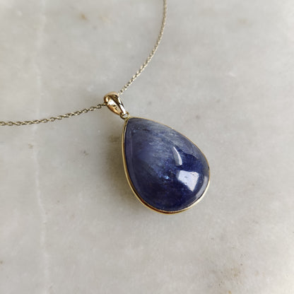 Natural Bi-Color Tanzanite Pendant, 14K Solid Gold Tanzanite Pendant, Yellow Gold Necklace Pendant, Tanzanite Jewelry, December Birthstone