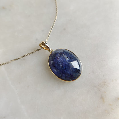 Natural Bi-Color Tanzanite Pendant, 14K Solid Gold Tanzanite Pendant, Yellow Gold Necklace Pendant, Tanzanite Jewelry, December Birthstone