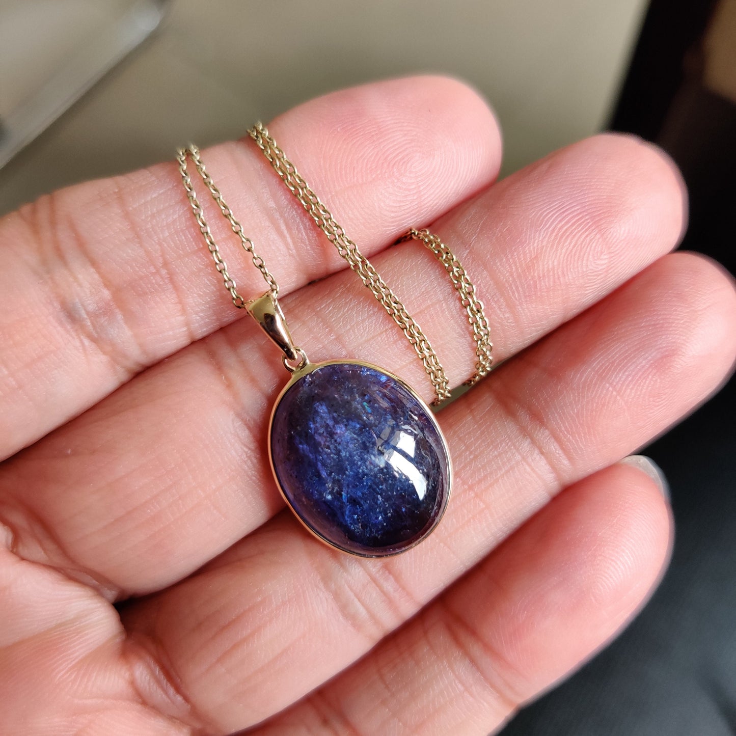 Natural Bi-Color Tanzanite Pendant, 14K Solid Gold Tanzanite Pendant, Yellow Gold Necklace Pendant, Tanzanite Jewelry, December Birthstone