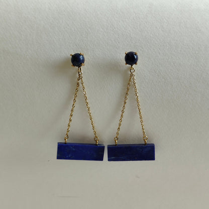 Natural Lapis Lazuli Earrings, 14K Solid Yellow Gold Earrings, September Birthstone Earrings, Lapis Lazuli Jewelry, Christmas Present