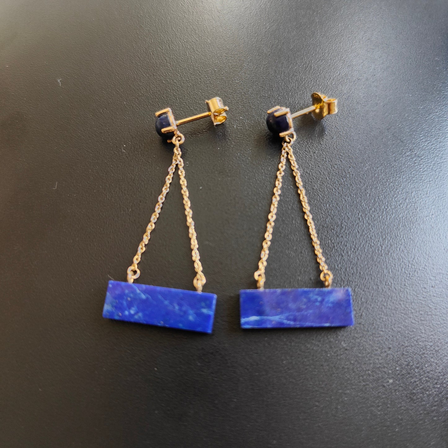 Natural Lapis Lazuli Earrings, 14K Solid Yellow Gold Earrings, September Birthstone Earrings, Lapis Lazuli Jewelry, Christmas Present