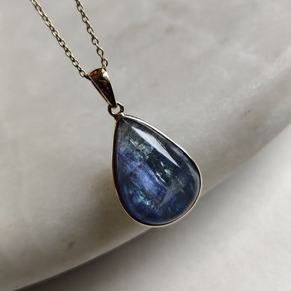 Natural Bi-Color Tanzanite Pendant, 14K Solid Gold Tanzanite Pendant, Yellow Gold Necklace Pendant, Tanzanite Jewelry, December Birthstone