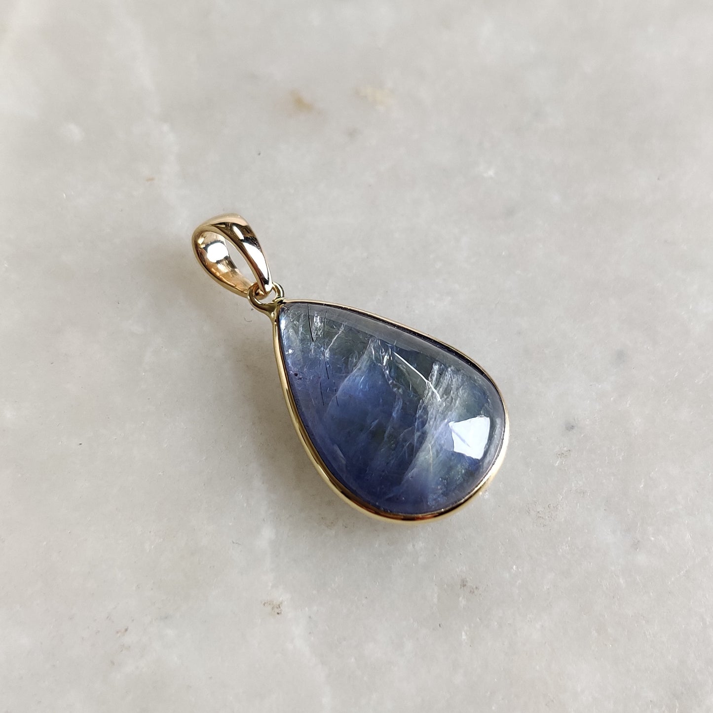 Natural Bi-Color Tanzanite Pendant, 14K Solid Gold Tanzanite Pendant, Yellow Gold Necklace Pendant, Tanzanite Jewelry, December Birthstone