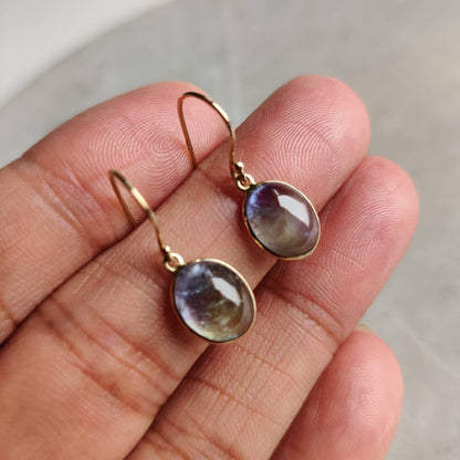 Natural Bi-Color Tanzanite Earrings, 14K Gold Tanzanite Earrings, 14K Solid Yellow Gold Earrings, Tanzanite Jewelry, December Birthstone