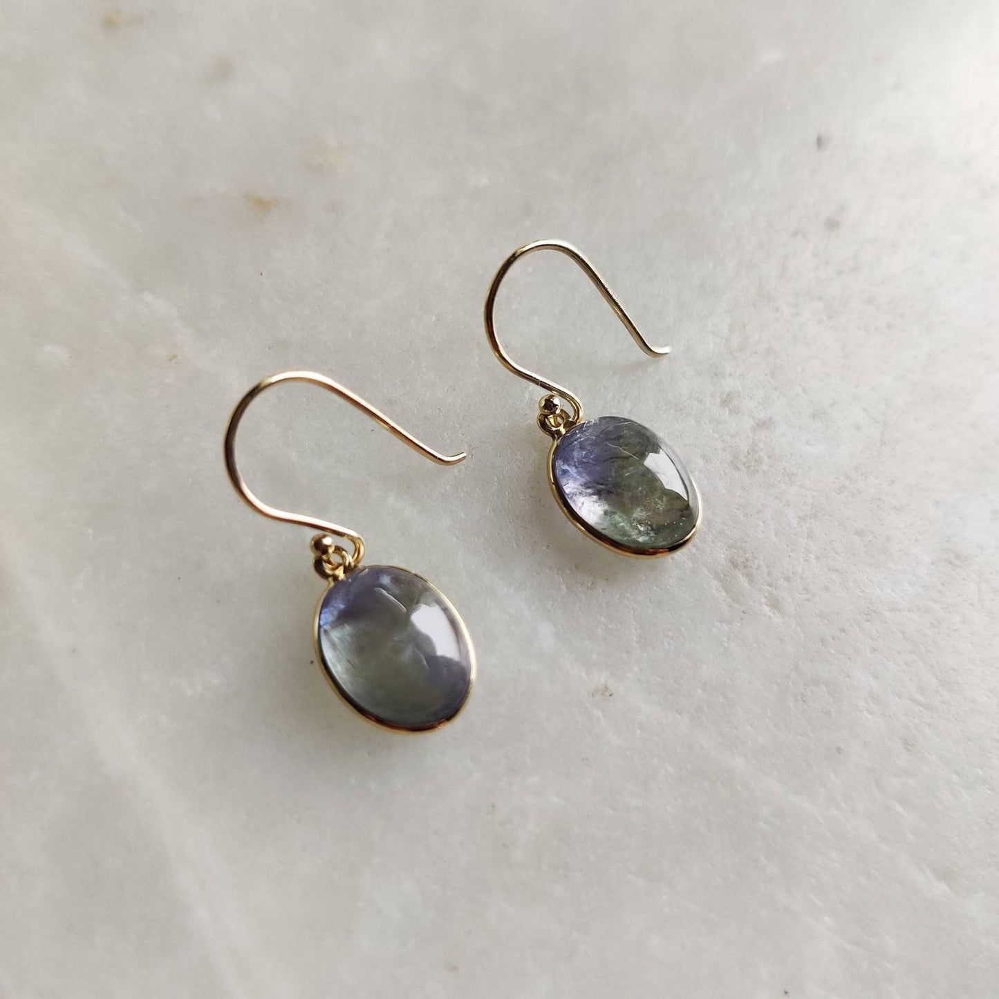 Natural Bi-Color Tanzanite Earrings, 14K Gold Tanzanite Earrings, 14K Solid Yellow Gold Earrings, Tanzanite Jewelry, December Birthstone