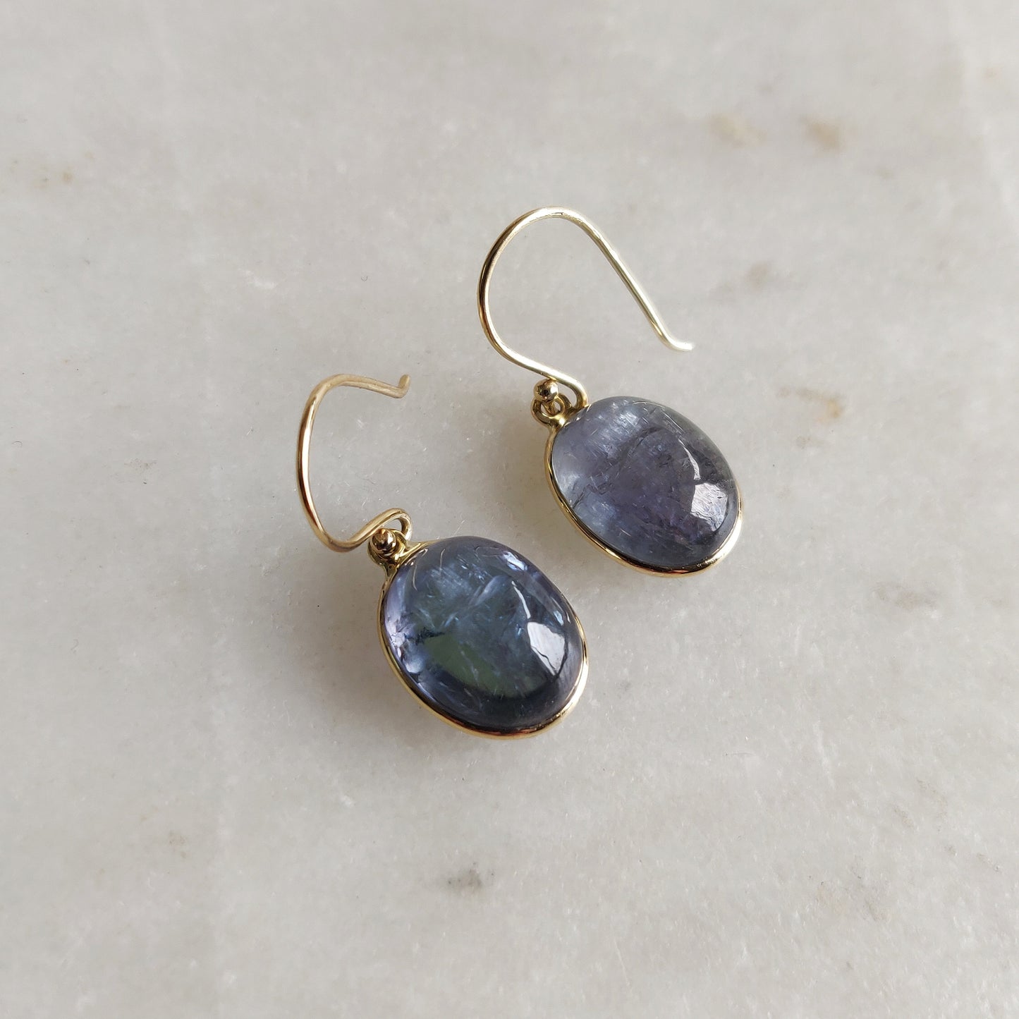 Natural Bi-Color Tanzanite Earrings, 14K Gold Tanzanite Earrings, 14K Solid Yellow Gold Earrings, Tanzanite Jewelry, December Birthstone