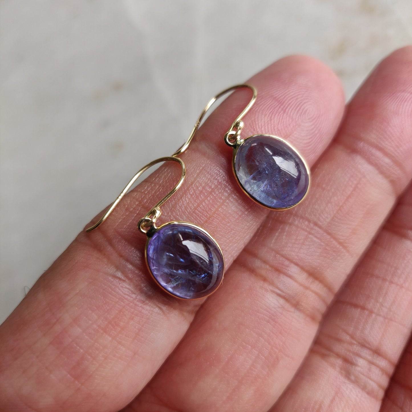 Natural Bi-Color Tanzanite Earrings, 14K Gold Tanzanite Earrings, 14K Solid Yellow Gold Earrings, Tanzanite Jewelry, December Birthstone