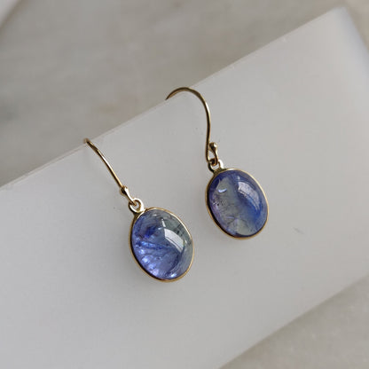 Natural Bi-Color Tanzanite Earrings, 14K Gold Tanzanite Earrings, 14K Solid Yellow Gold Earrings, Tanzanite Jewelry, December Birthstone