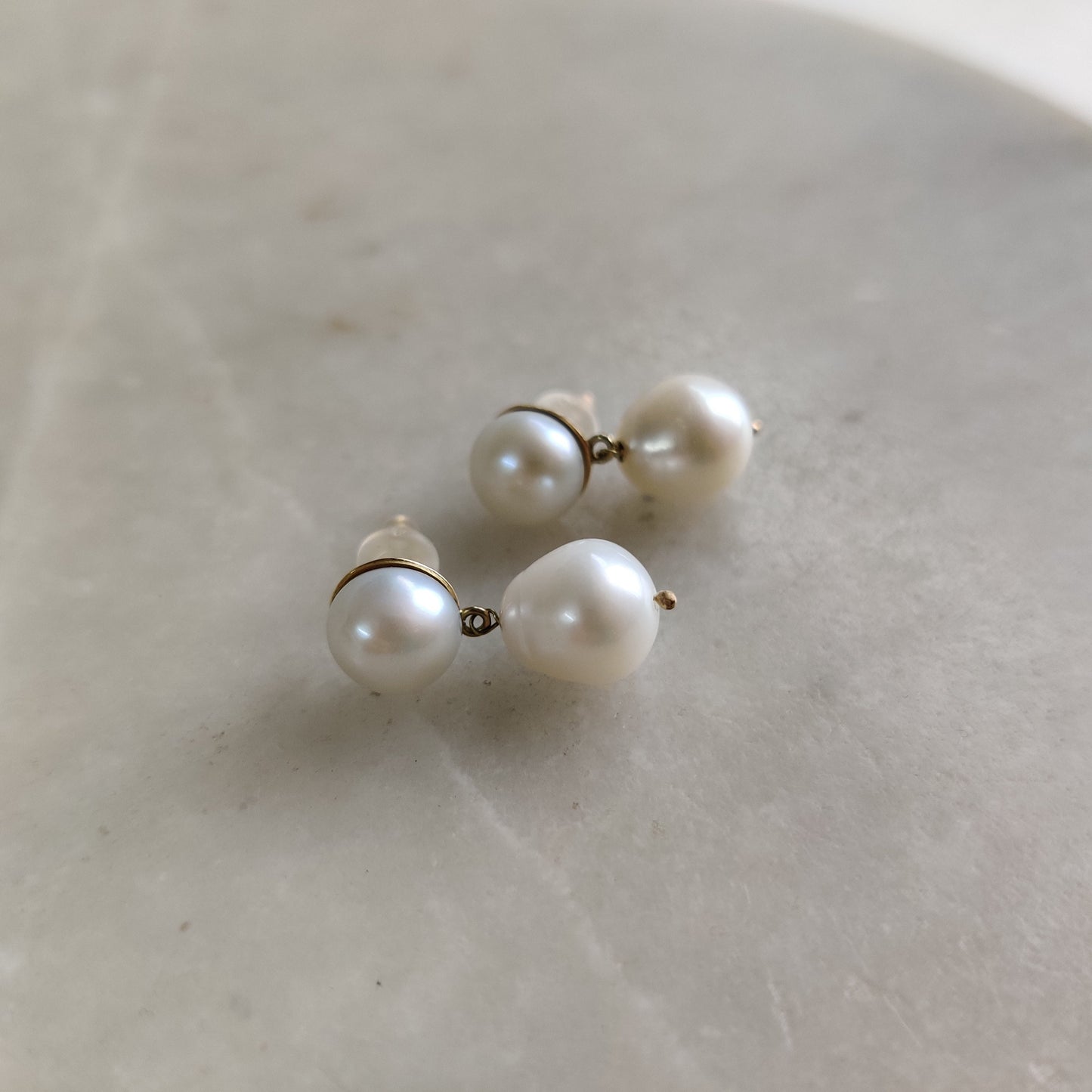 14K Gold Pearl Earrings, Natural Pearl Drops Earrings, 14K Solid Yellow Gold Pearl Earring, June Birthstone, Dainty Earrings, Christmas Gift