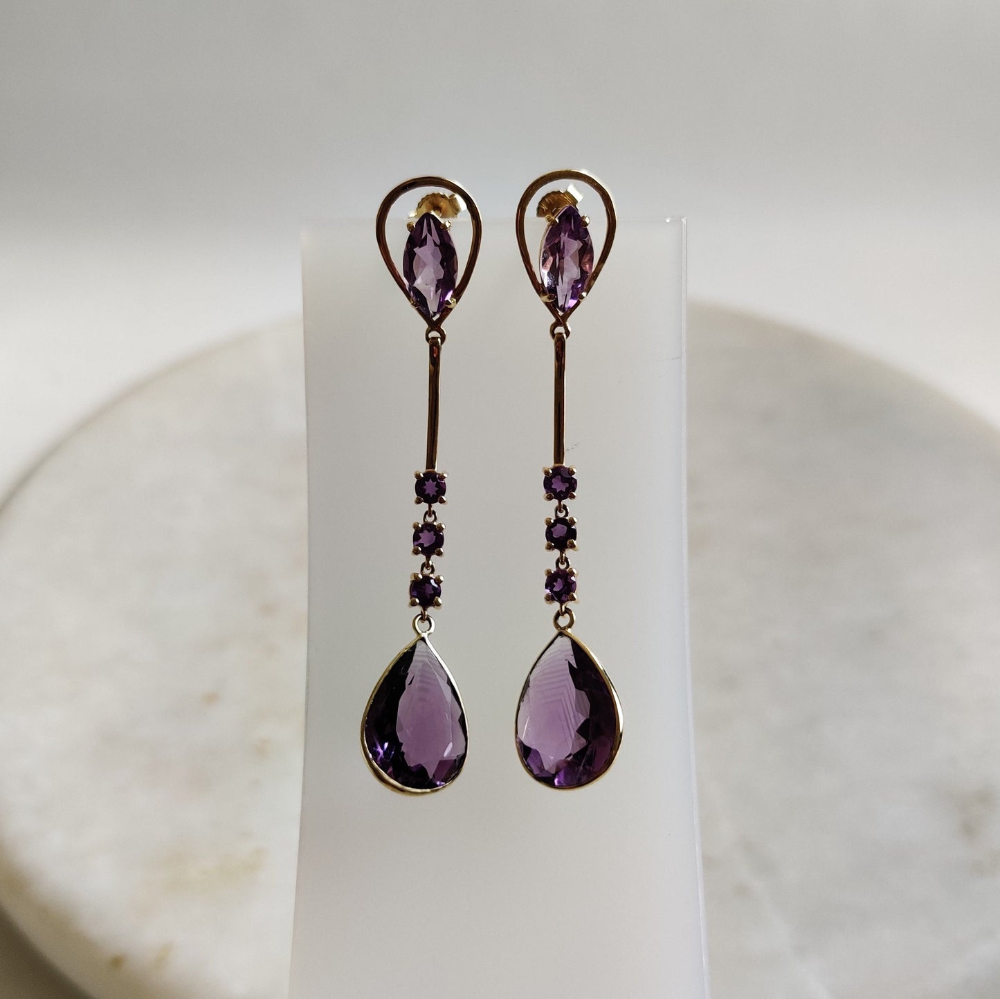 14K Gold Purple Amethyst Earrings, Natural Purple Amethyst Earring, 14K Solid Yellow Gold Earring, February Birthstone, Christmas Gift