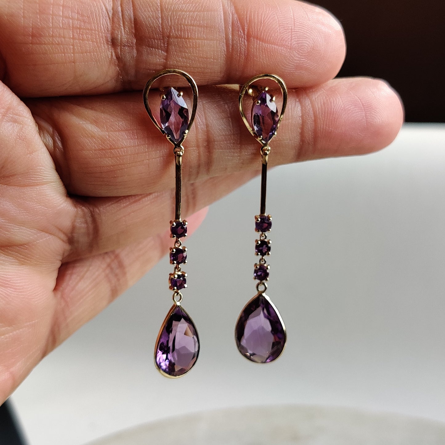 14K Gold Purple Amethyst Earrings, Natural Purple Amethyst Earring, 14K Solid Yellow Gold Earring, February Birthstone, Christmas Gift