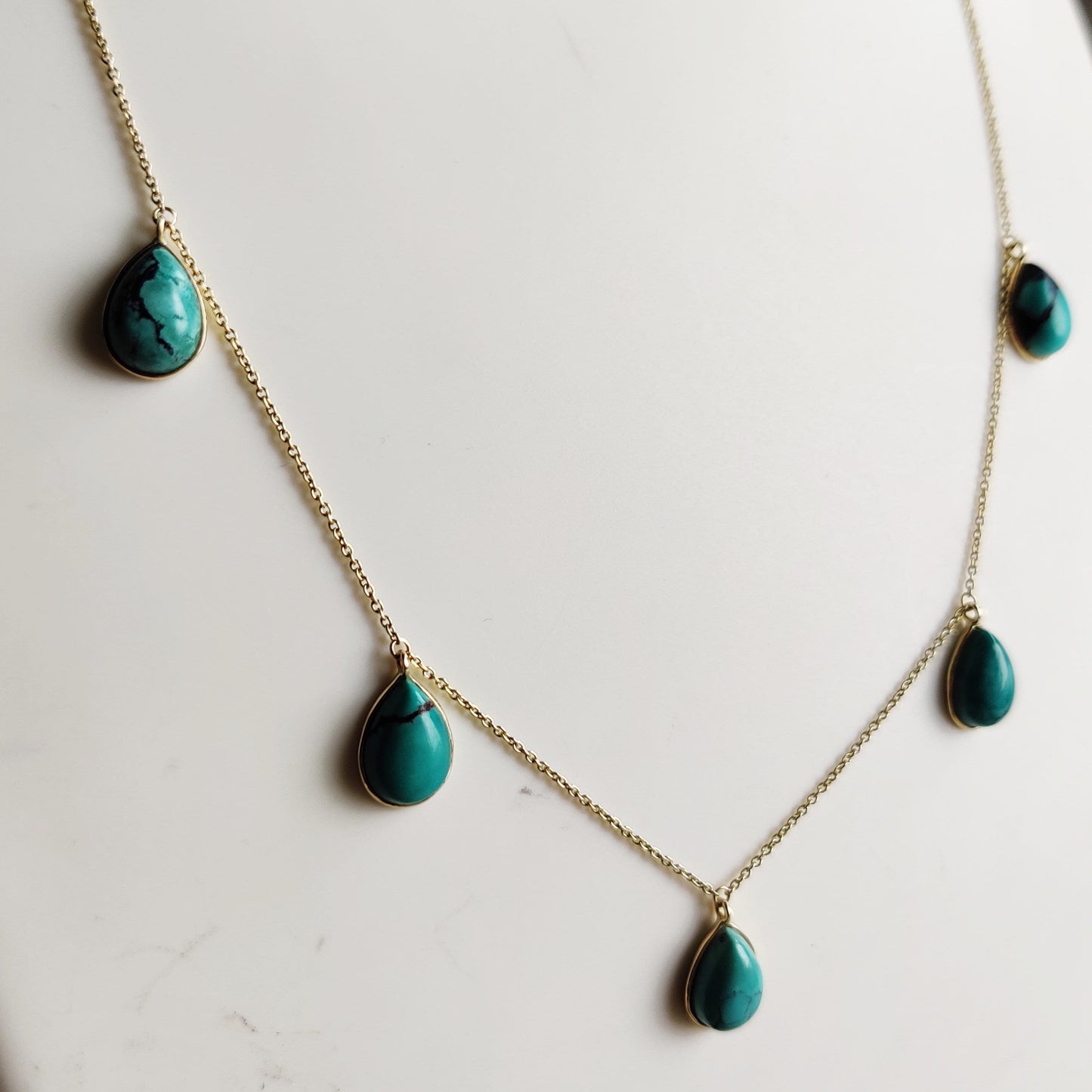 Natural Sleeping Beauty Turquoise Necklace, 14K Solid Gold Turquoise Necklace,Turquoise Jewelry, December Birthstone, Christmas Gift