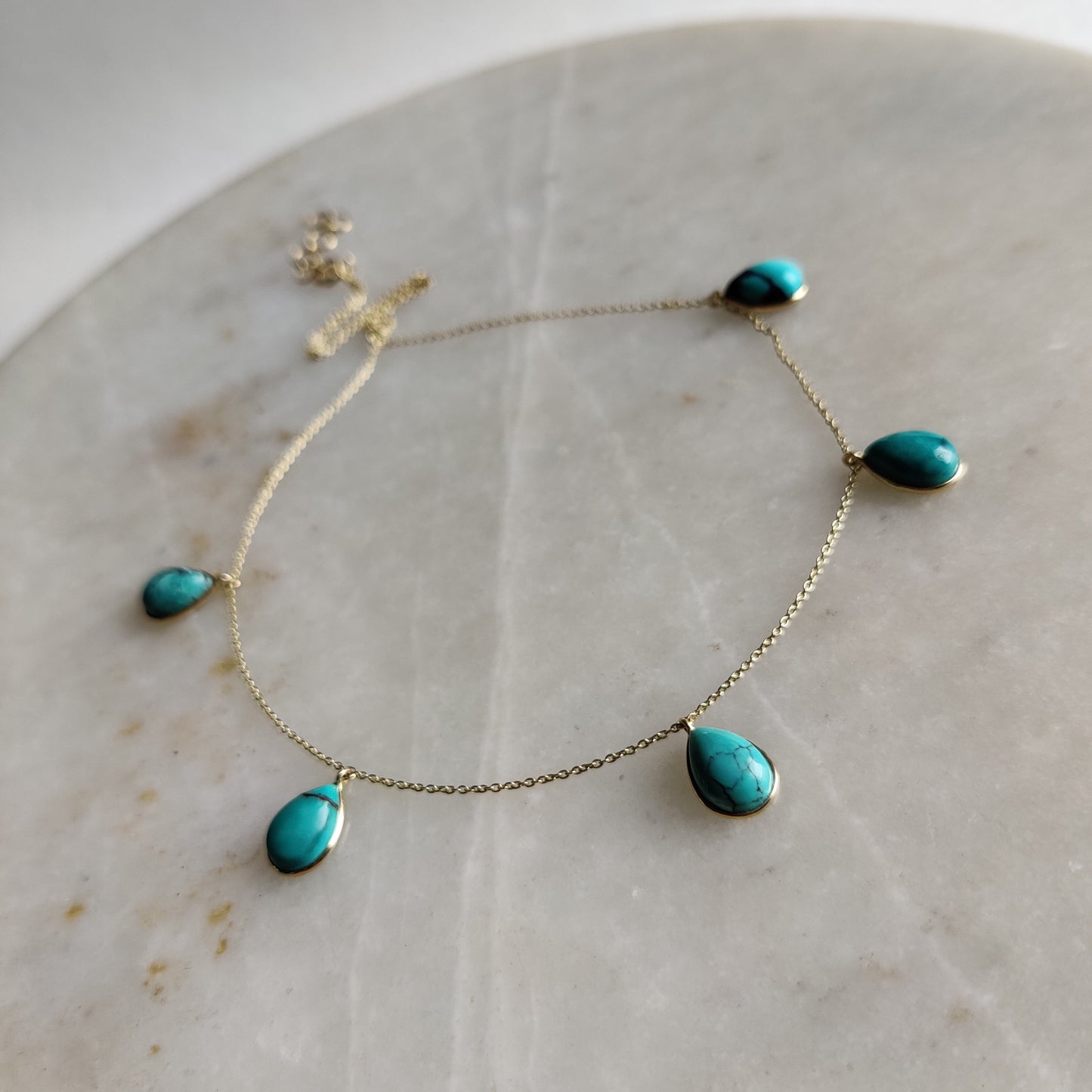 Natural Sleeping Beauty Turquoise Necklace, 14K Solid Gold Turquoise Necklace,Turquoise Jewelry, December Birthstone, Christmas Gift