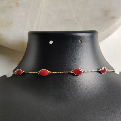 Natural Ruby Bracelet, 14K Yellow Gold Ruby Bracelet, Gold Chain Bracelet, Ruby Bracelet, July Birthstone, Ruby Jewelry, Christmas Gift