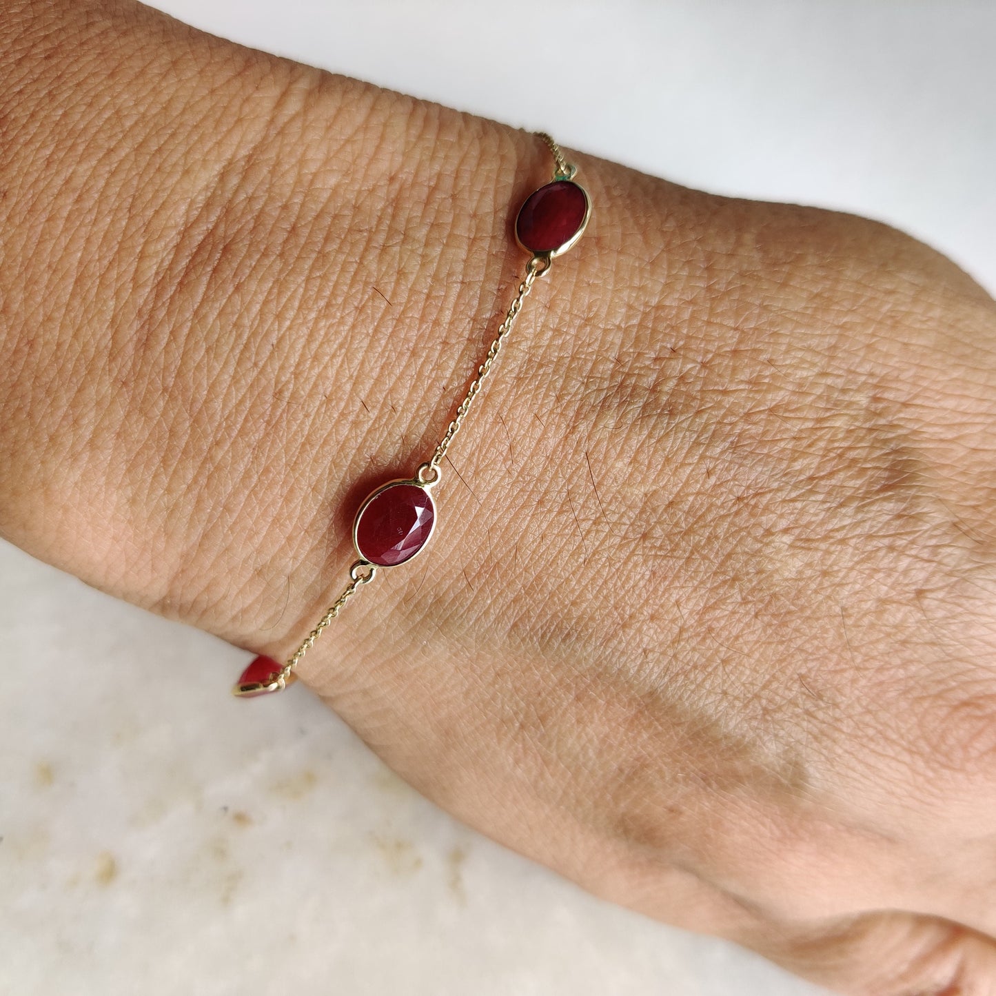 Natural Ruby Bracelet, 14K Yellow Gold Ruby Bracelet, Gold Chain Bracelet, Ruby Bracelet, July Birthstone, Ruby Jewelry, Christmas Gift