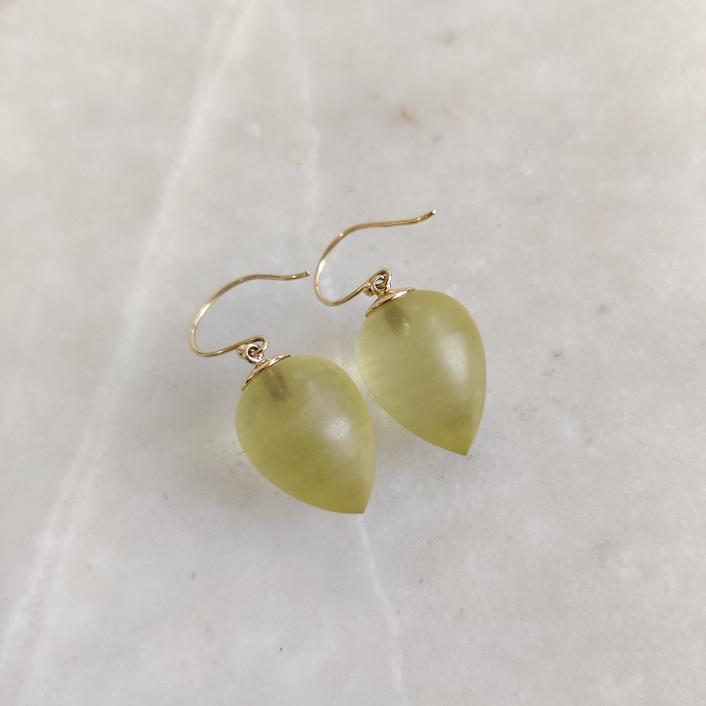 Natural Yellow Quartz Earrings, 14K Solid Yellow Gold Drop Earrings, November Birthstone Earrings, Christmas Present, Yellow Quartz Earrings