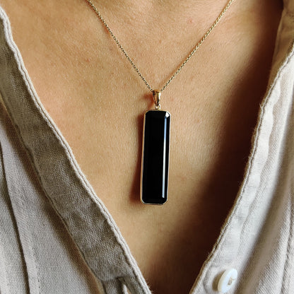 Natural Black Onyx Pendant, 14K Solid Gold Black Onyx Pendant, Solid Gold Pendant, December Birthstone, Onyx Jewelry, Christmas Present