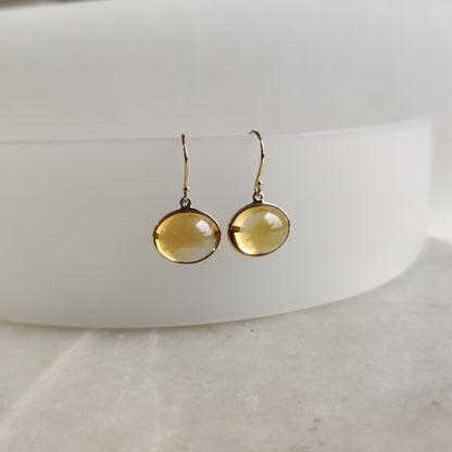 Natural Citrine Earrings, 14K Solid Yellow Gold Earrings, November Birthstone Earrings, Citrine Jewelry, Christmas Present