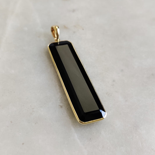 Natural Black Onyx Pendant, 14K Solid Gold Black Onyx Pendant, Solid Gold Pendant, December Birthstone, Onyx Jewelry, Christmas Present