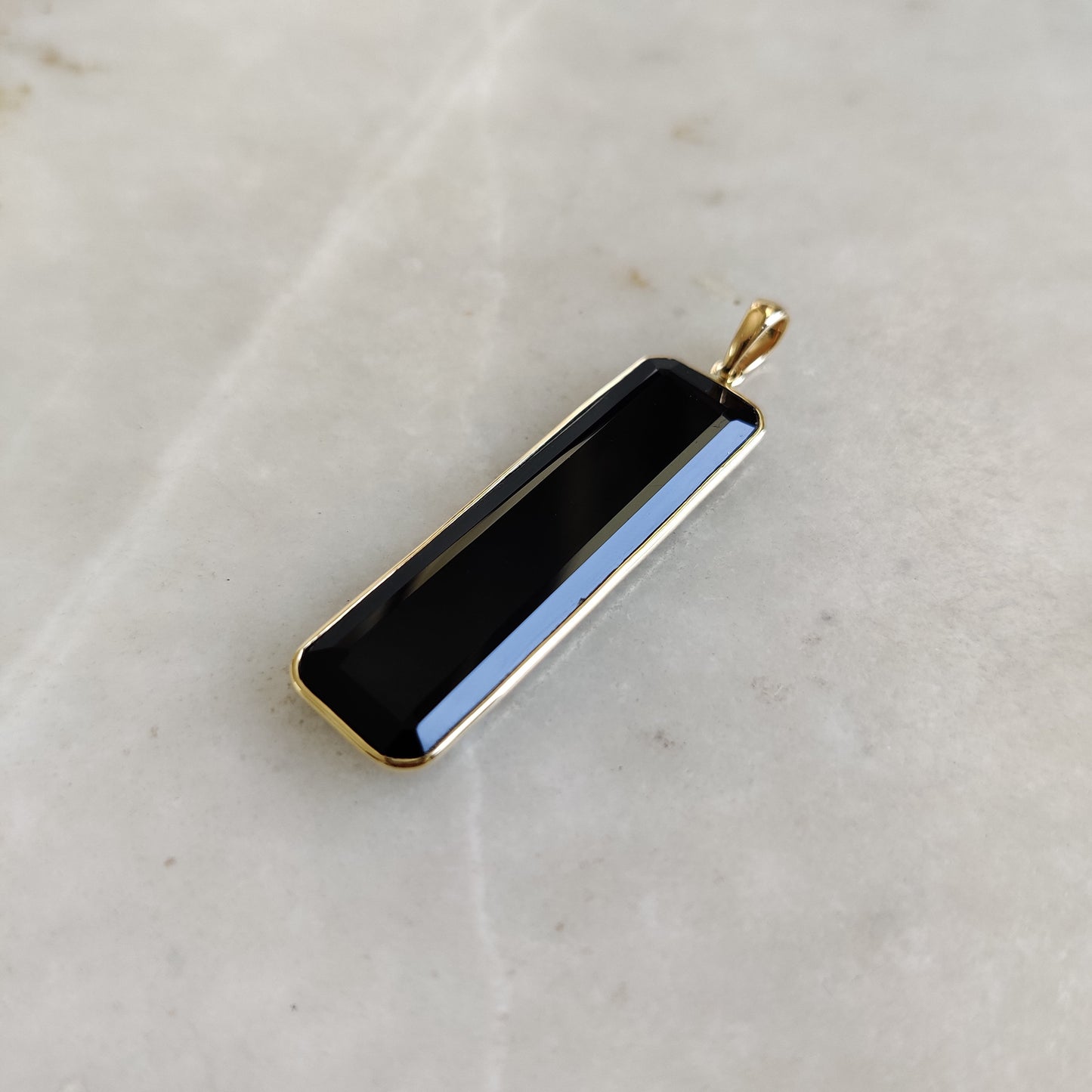 Natural Black Onyx Pendant, 14K Solid Gold Black Onyx Pendant, Solid Gold Pendant, December Birthstone, Onyx Jewelry, Christmas Present