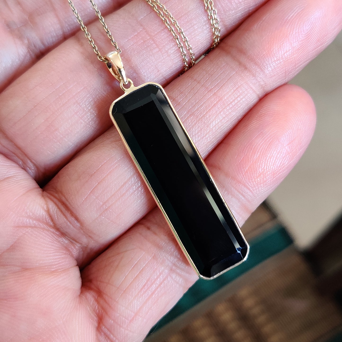 Natural Black Onyx Pendant, 14K Solid Gold Black Onyx Pendant, Solid Gold Pendant, December Birthstone, Onyx Jewelry, Christmas Present