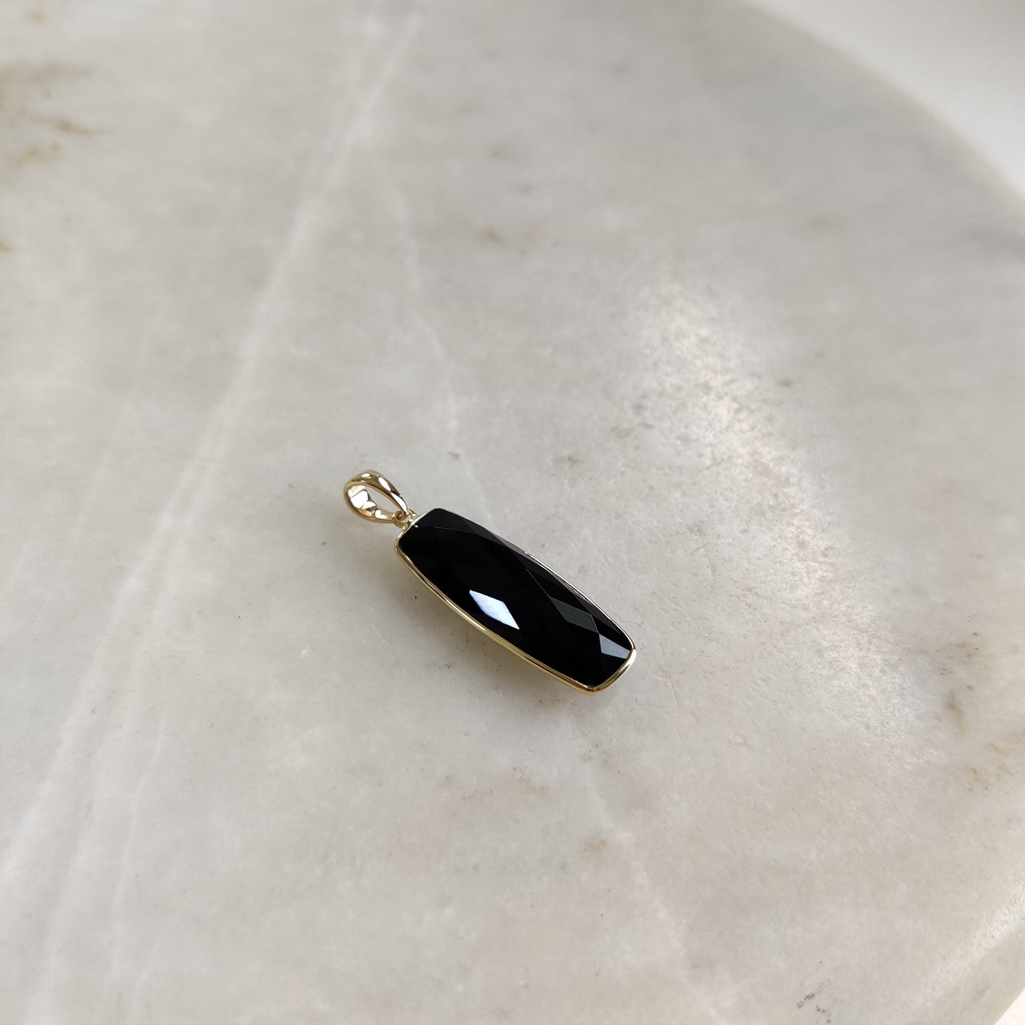 Natural Black Onyx Pendant, 14K Solid Yellow Gold Black Onyx Pendant, December Birthstone Pendant, Anniversary Gift, Black Onyx Jewelry