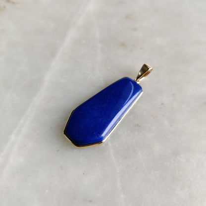 Natural Lapis Lazuli Pendant, 14K Yellow Gold Lapis Lazuli Pendant, Solid Gold Lapis Bezel Pendant, September Birthstone, Christmas Gift