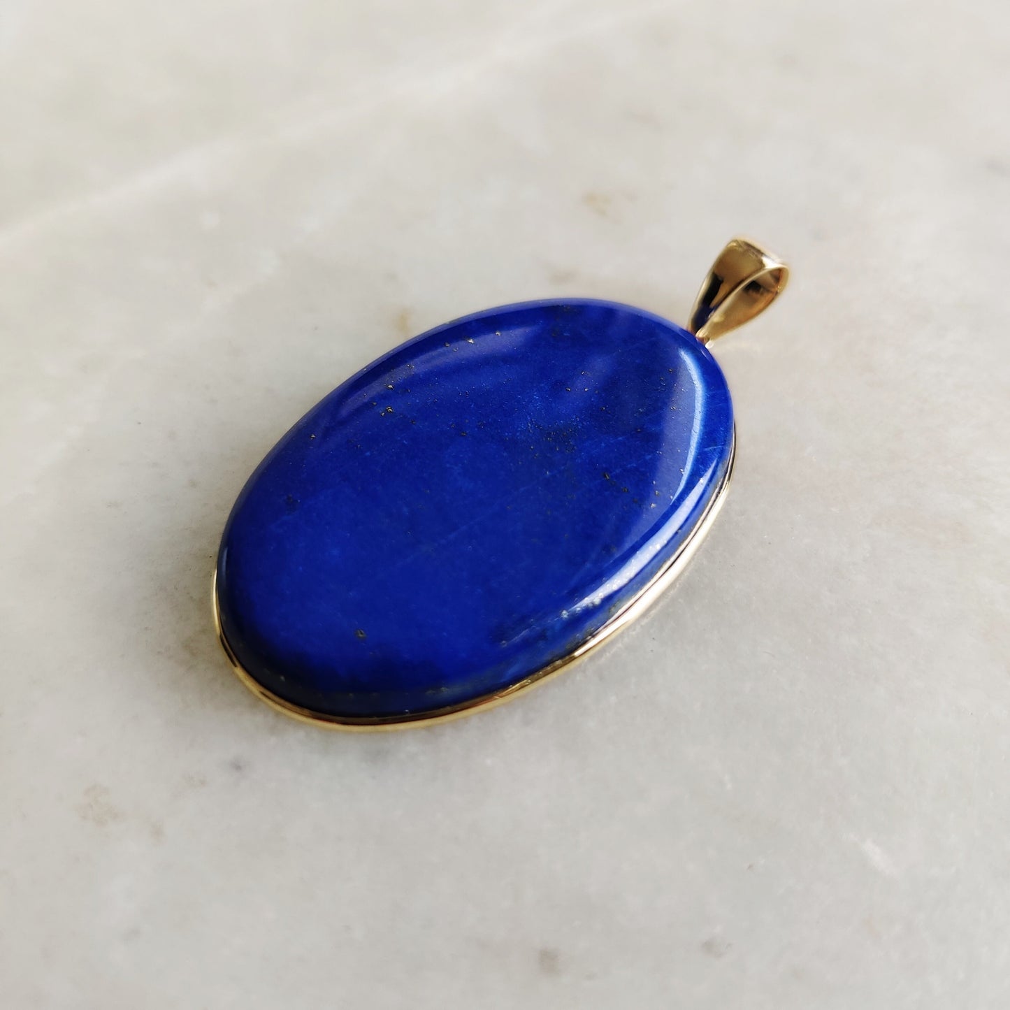 Natural Lapis Lazuli Pendant, 14K Solid Yellow Gold Lapis Lazuli Pendant, Bezel Pendant, September Birthstone Pendant, Christmas Present