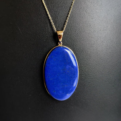 Natural Lapis Lazuli Pendant, 14K Solid Yellow Gold Lapis Lazuli Pendant, Bezel Pendant, September Birthstone Pendant, Christmas Present