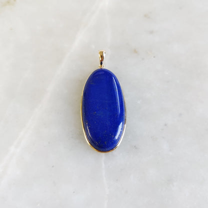 Natural Lapis Lazuli Pendant, 14K Solid Yellow Gold Lapis Pendant, Lapis Bezel Set Pendant, September Birthstone Pendant, Christmas Gift