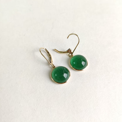 Natural Green Aventurine Earrings, 14K Solid Yellow Gold Earrings, May Birthstone, Aventurine Drop Earrings, Christmas Present