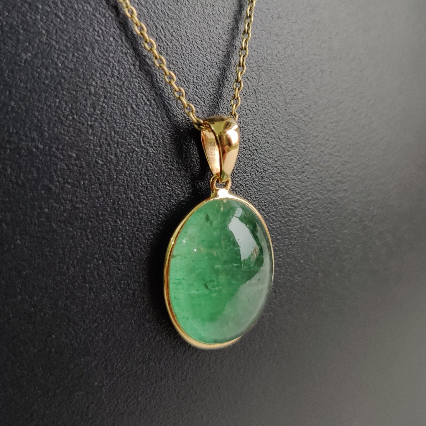 14K Gold Green Aventurine Pendant, Strawberry Quartz Bezel Pendant, 14K Solid Yellow Gold Pendant, Green Aventurine Jewelry, May Birthstone