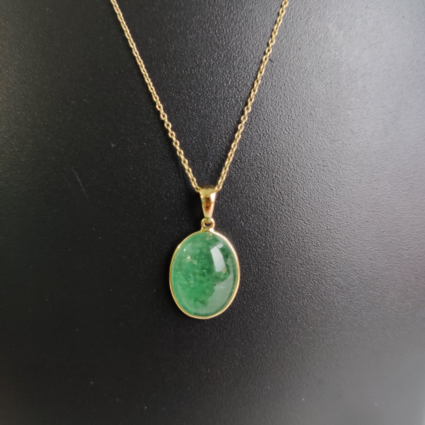 14K Gold Green Aventurine Pendant, Strawberry Quartz Bezel Pendant, 14K Solid Yellow Gold Pendant, Green Aventurine Jewelry, May Birthstone