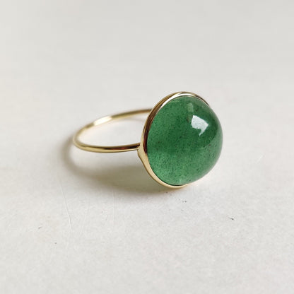 Natural Green Aventurine Ring, 14K Solid Gold Ring, 14K Gold Strawberry Quartz Ring, Aventurine Jewelry, Minimalist Jewelry, May Birthstone,