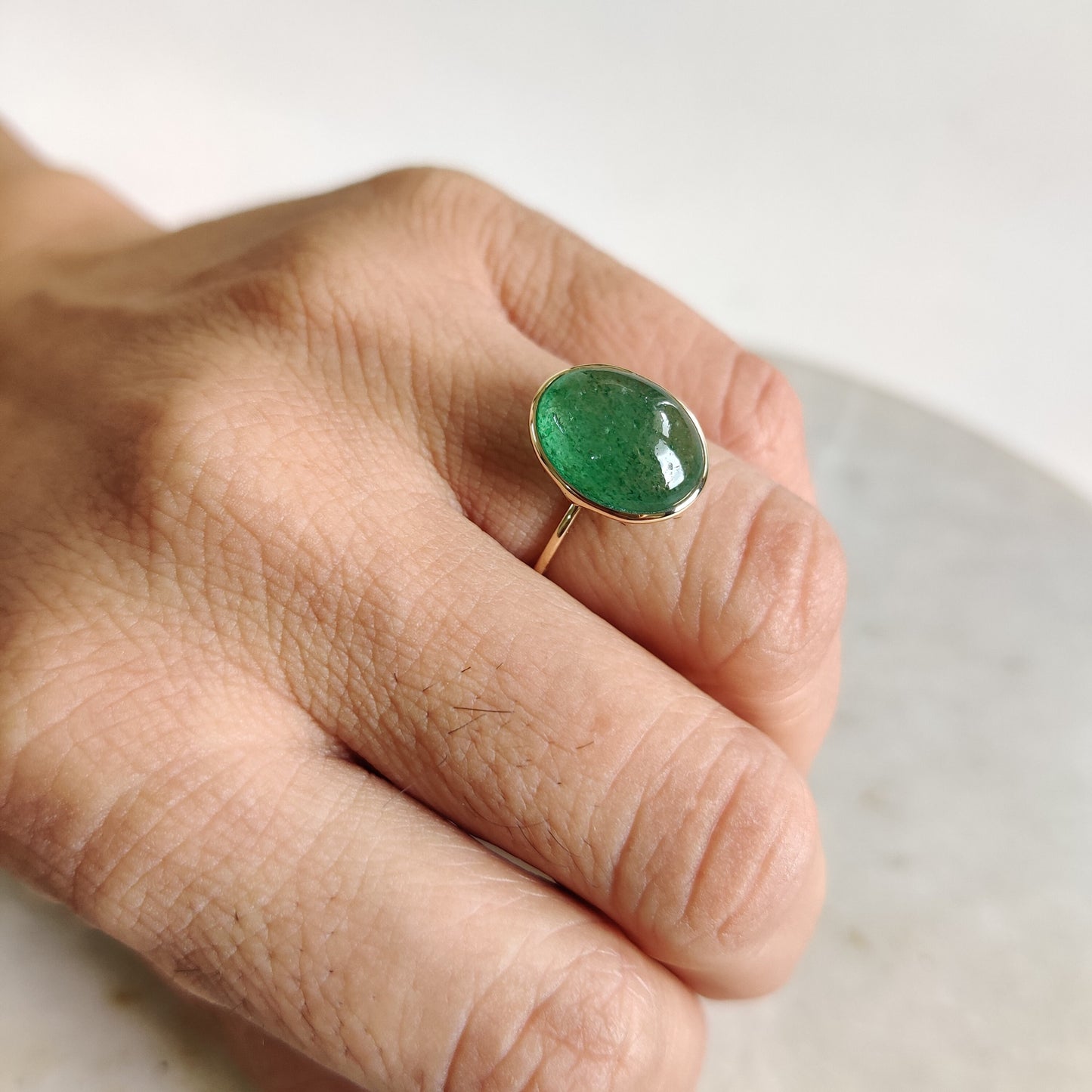 Natural Green Aventurine Ring, 14K Solid Gold Ring, 14K Gold Strawberry Quartz Ring, Aventurine Jewelry, Minimalist Jewelry, May Birthstone,